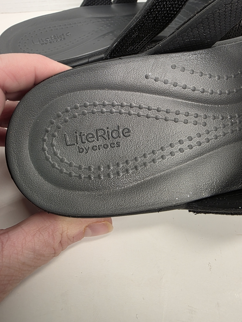 Crocs Literide Boca Black Sequins Sandals Sz 10 - Picture 5 of 8